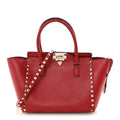 Vitello Small Rockstud Double Handle Tote Rosso Valentino