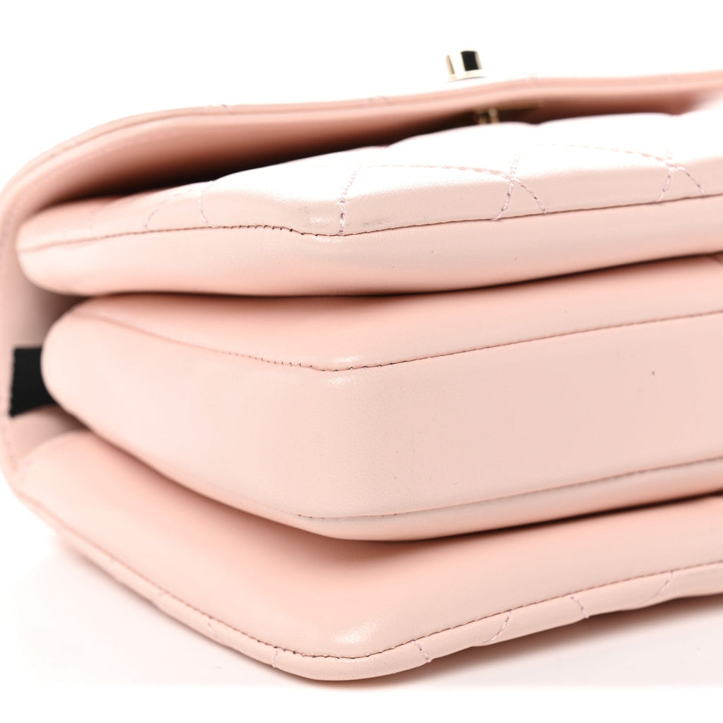 Lambskin Quilted Small Trendy CC Flap Dual Handle Bag Light Pink