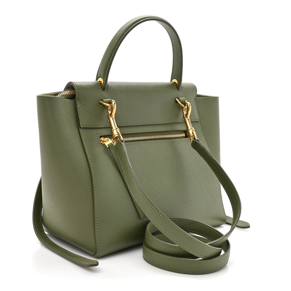 Grained Calfskin Micro Belt Bag Army Green
