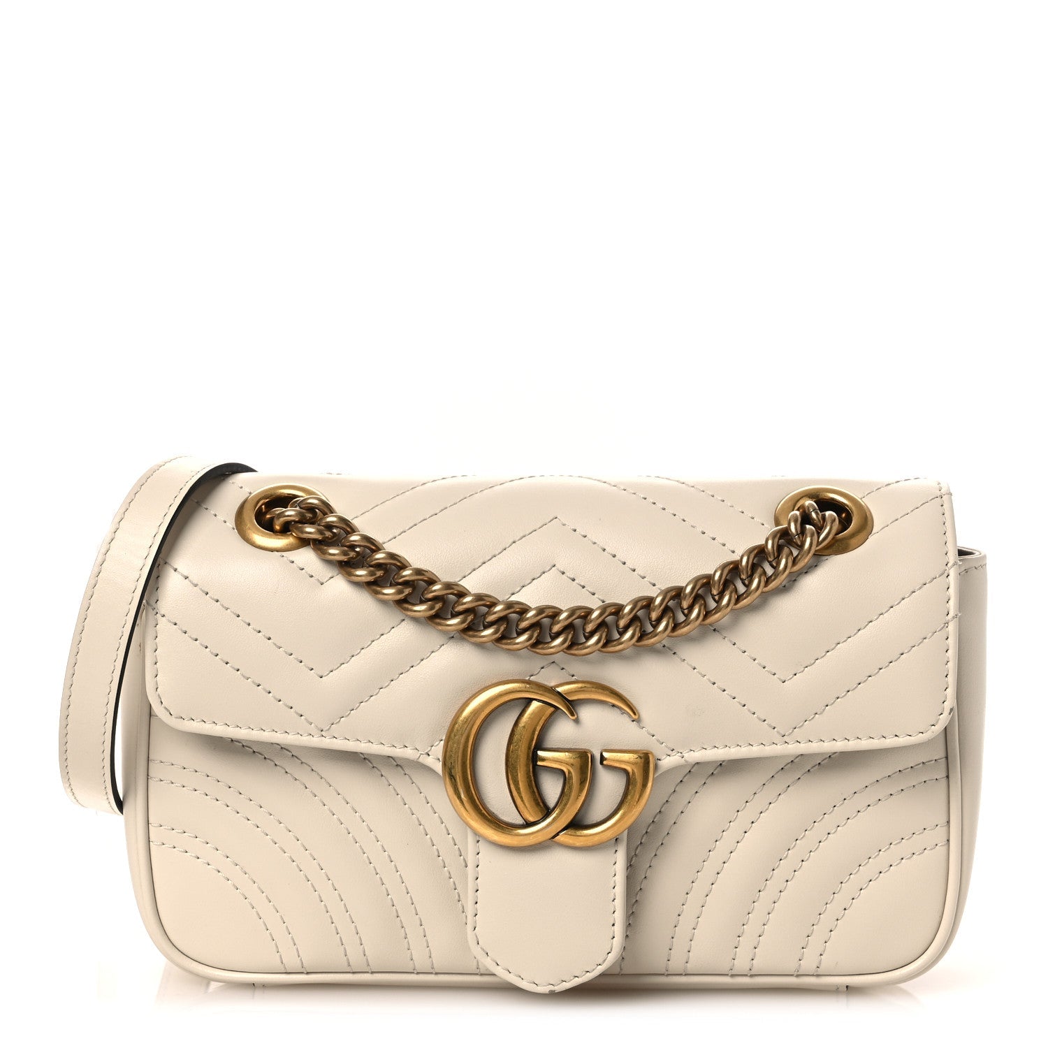 Calfskin Matelasse Mini GG Marmont Shoulder Bag White