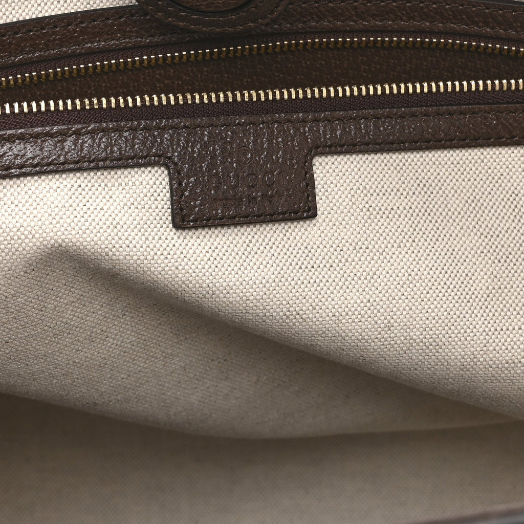 Monogram Jumbo GG Textured Dollar Calfskin Web Medium Ophidia Shopping Tote Camel Ebony