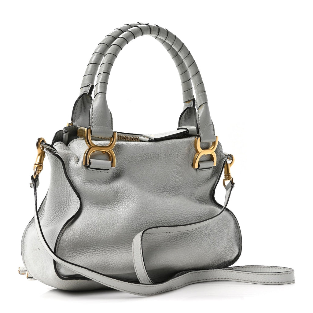 Calfskin Small Marcie Satchel Airy Grey