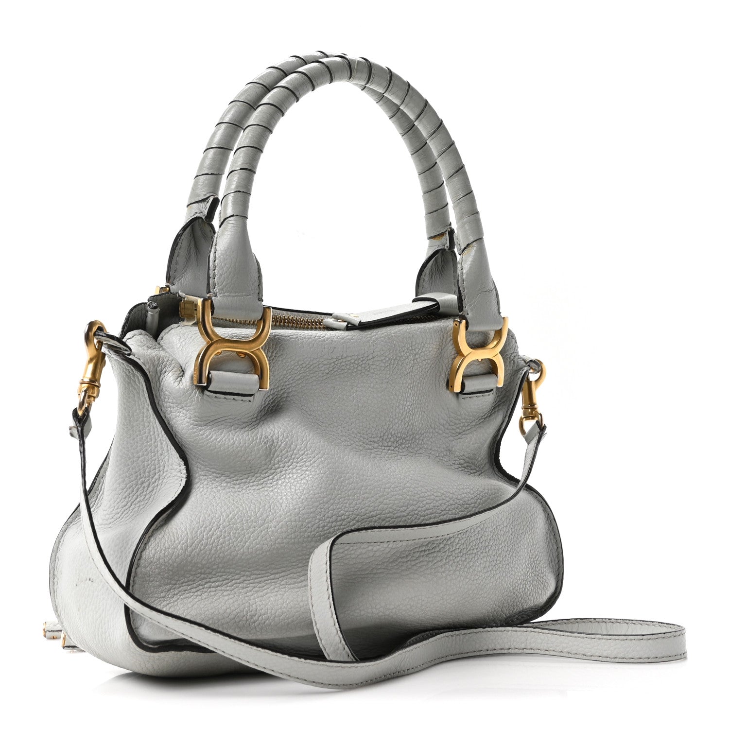 Calfskin Small Marcie Satchel Airy Grey