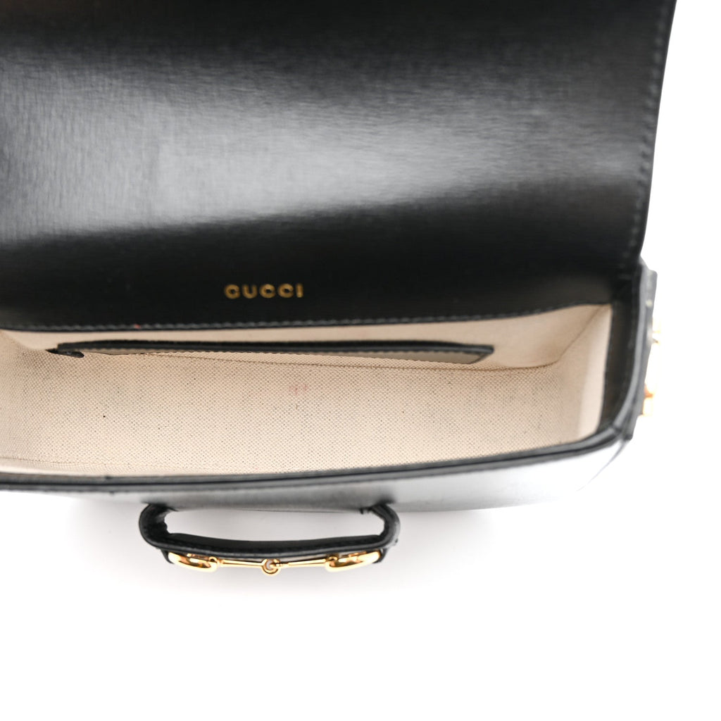 Azalea Calfskin Web Mini Horsebit 1955 Shoulder Bag Black