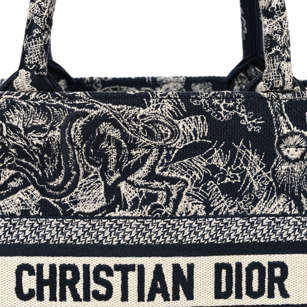 Canvas Embroidered Small Dioriviera Toile De Jouy Book Tote Blue
