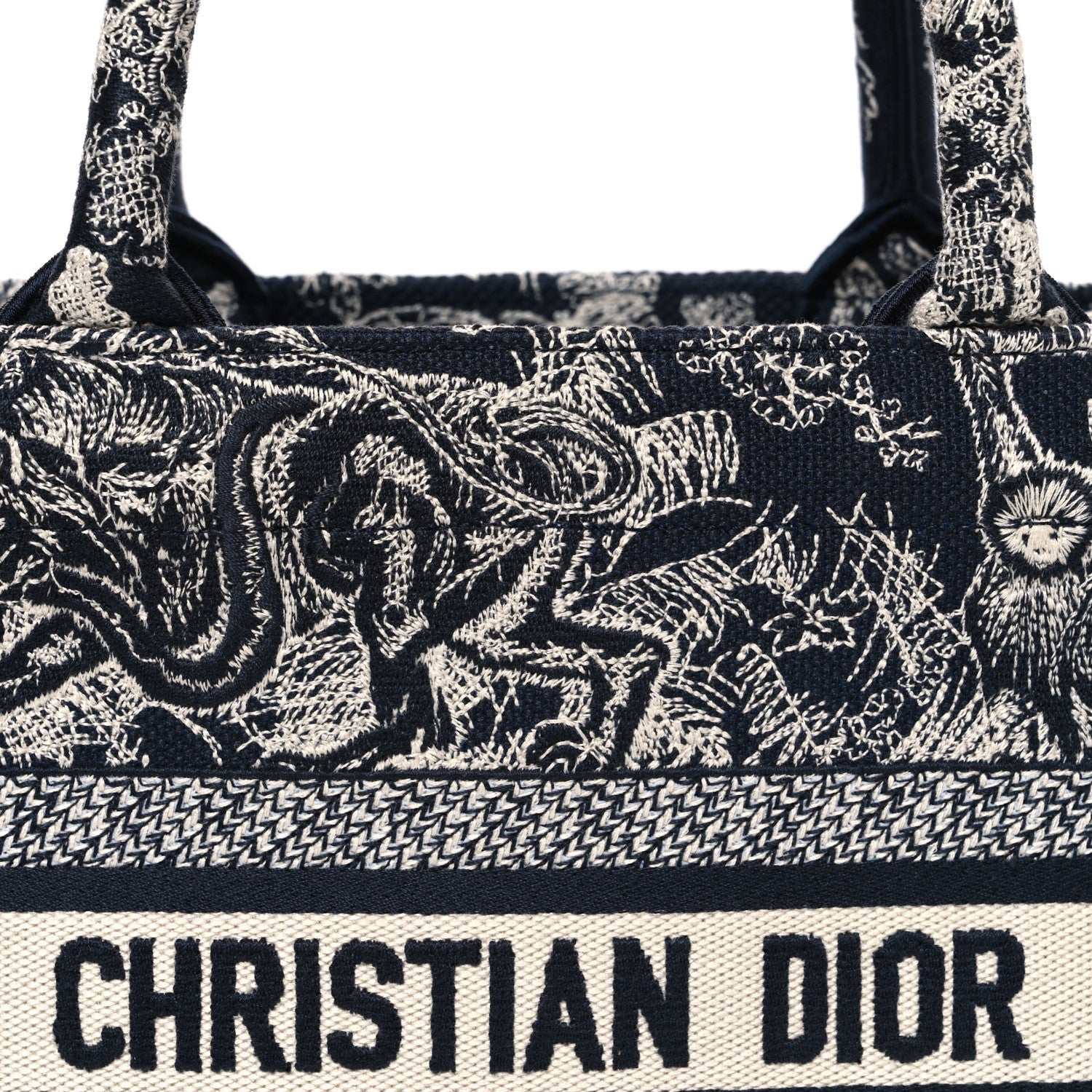 Canvas Embroidered Small Dioriviera Toile De Jouy Book Tote Blue