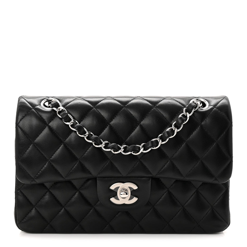Lambskin Quilted Small Double Flap Black