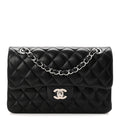 Lambskin Quilted Small Double Flap Black