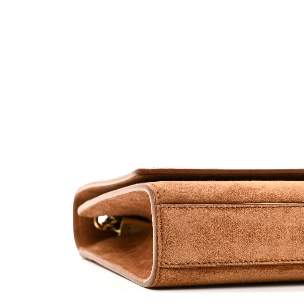 Suede Small Monogram Kate Satchel Macaron