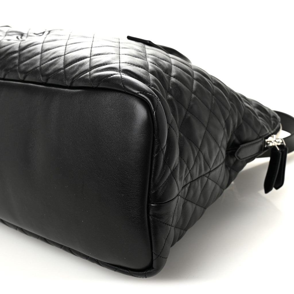 Calfskin Quilted ES Giant Travel Bag Black