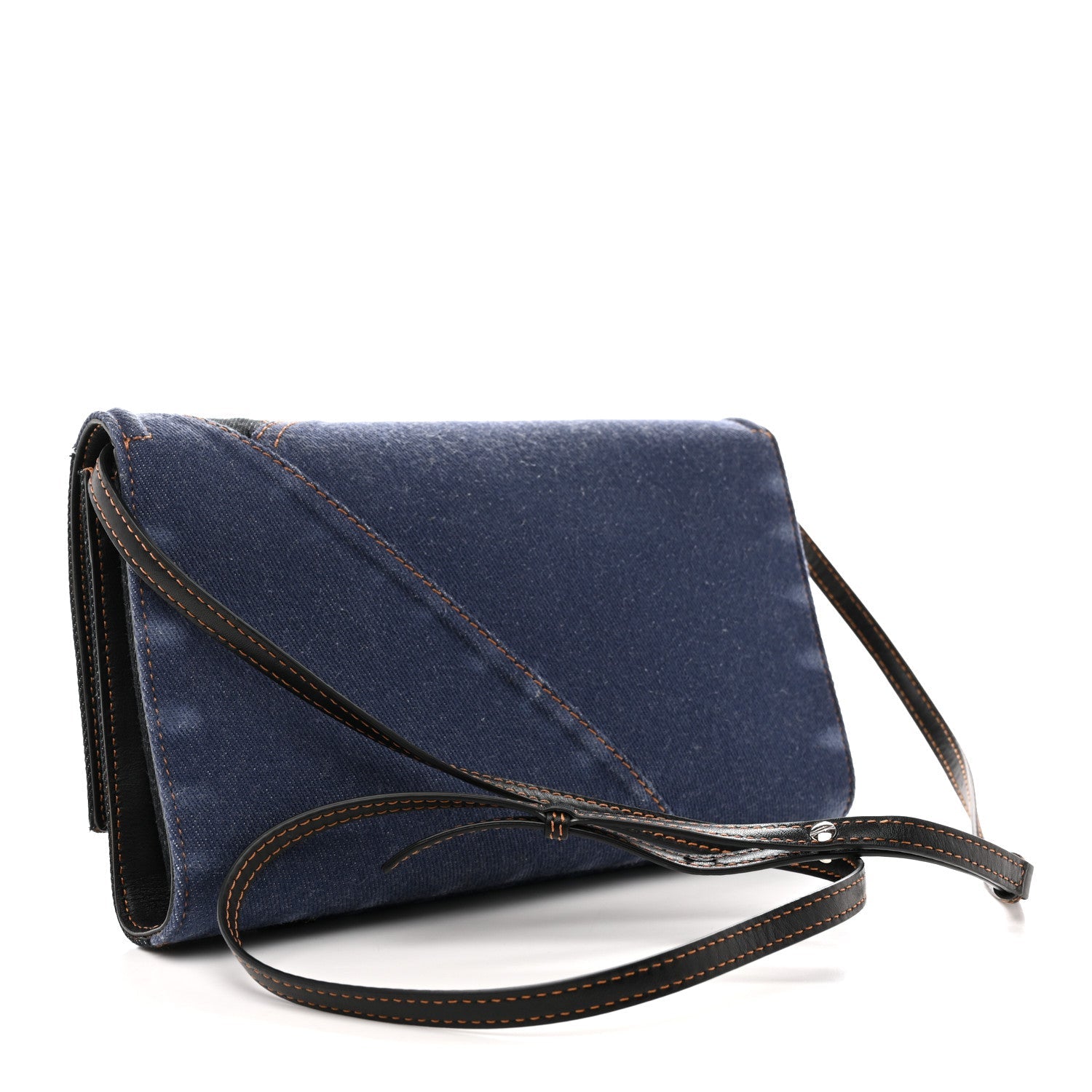 Denim Calfskin The Story Shoulder Bag Blue
