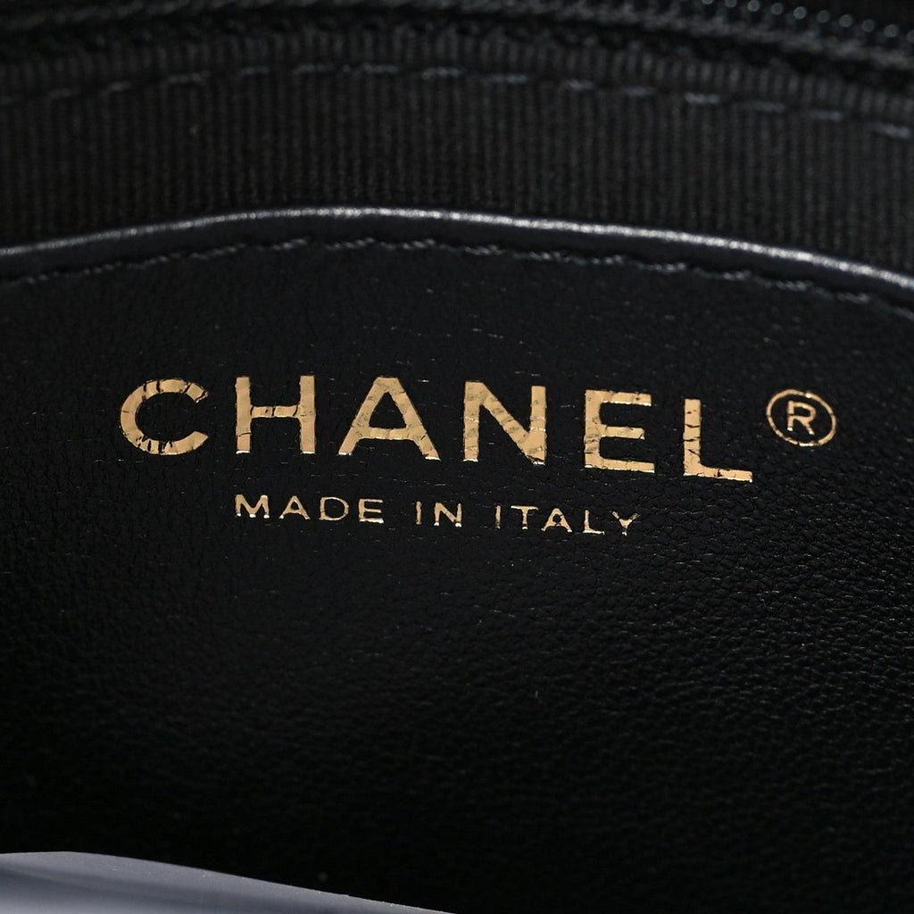 Lambskin Quilted Enamel CC Chain Frame Flap Black