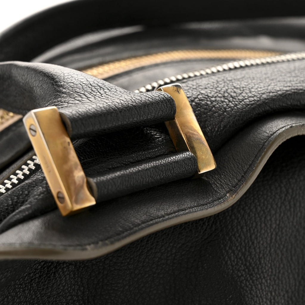 Goatskin Large Dalston Satchel Black
