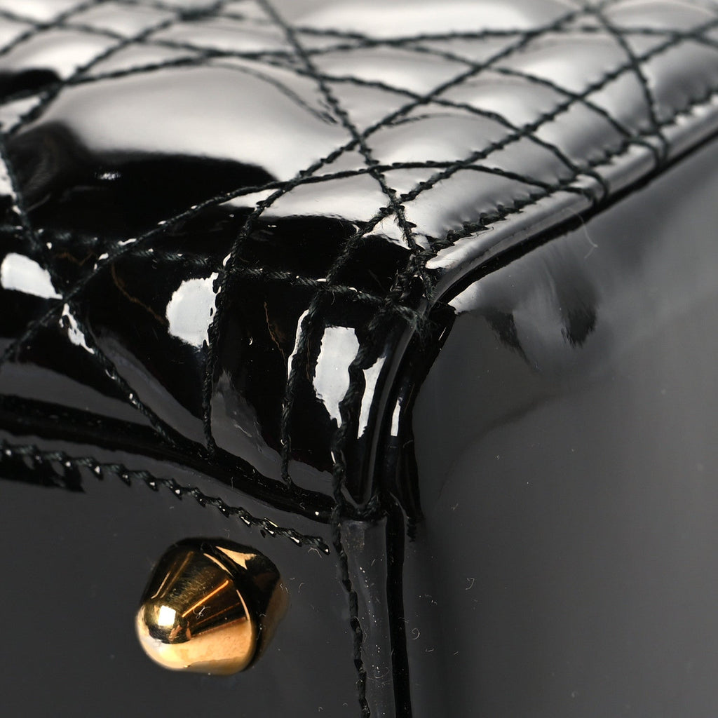 Patent Cannage Large Lady Dior Black