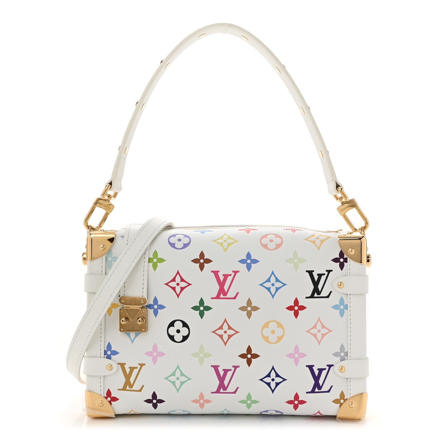 LV x TM Cowhide Monogram Multicolor Side Trunk MM White