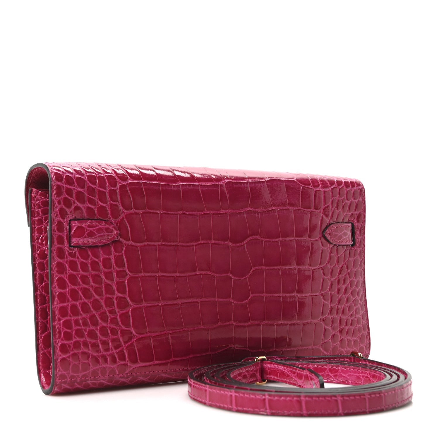 Shiny Alligator Kelly Wallet To Go Rose Scheherazade