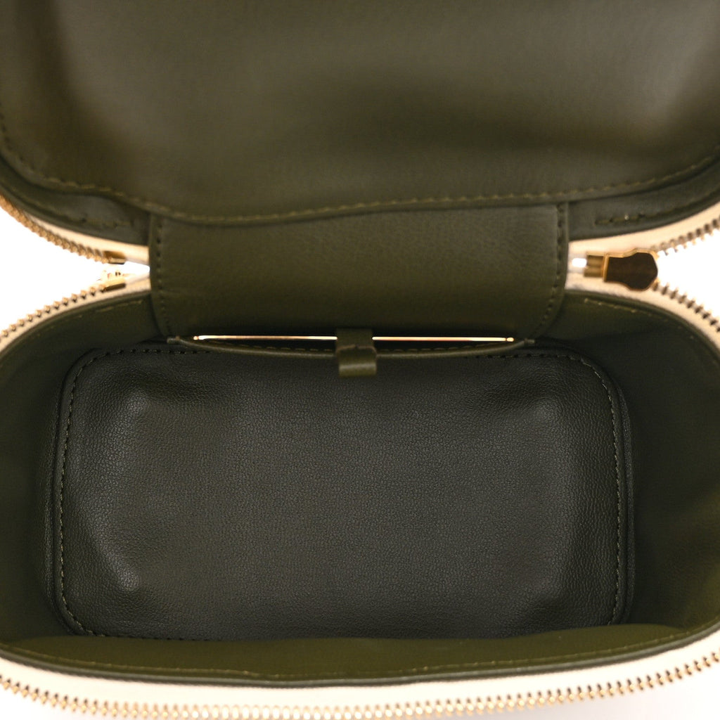 Lambskin Embossed Monogram Coussin Vanity PM  Cream