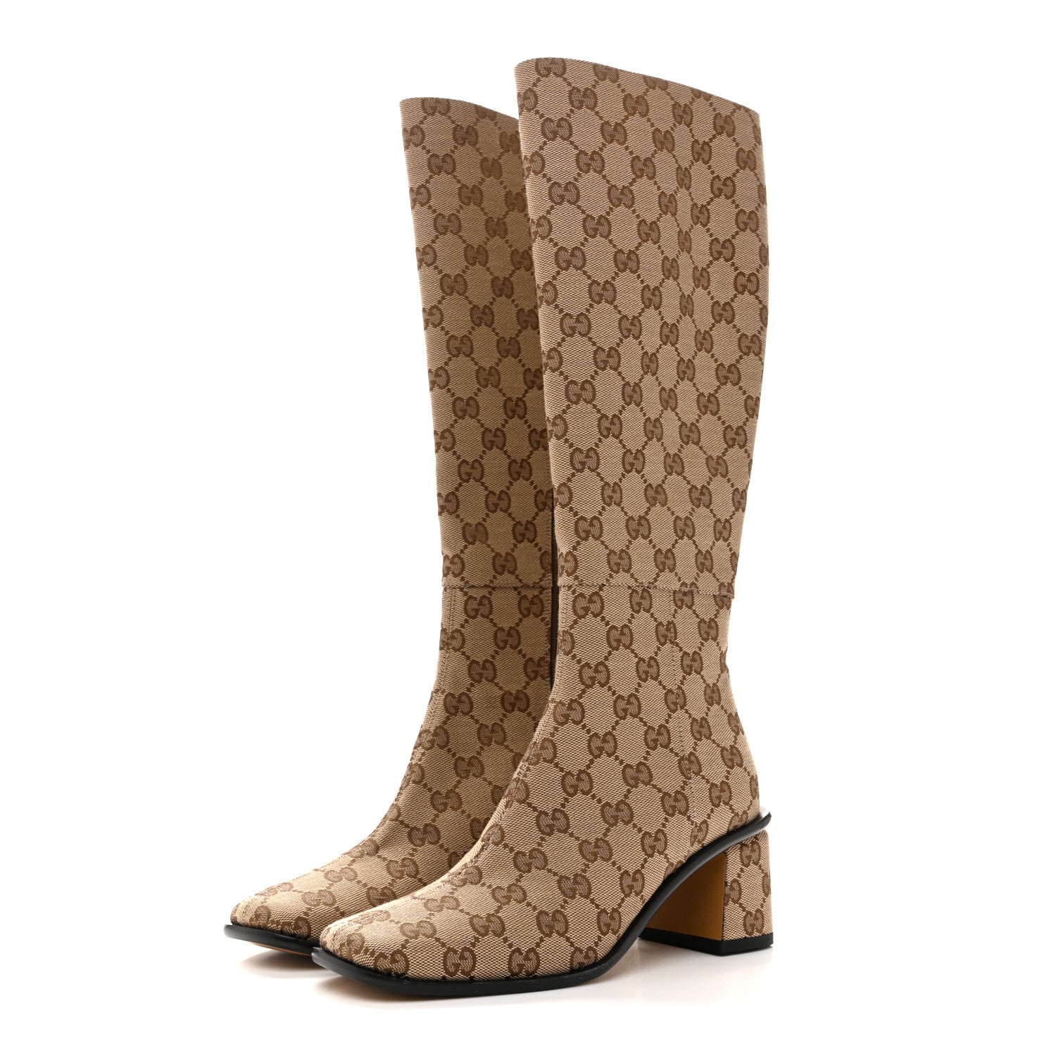 GG Supreme Knee High Boots 35 Beige Ebony New Acero