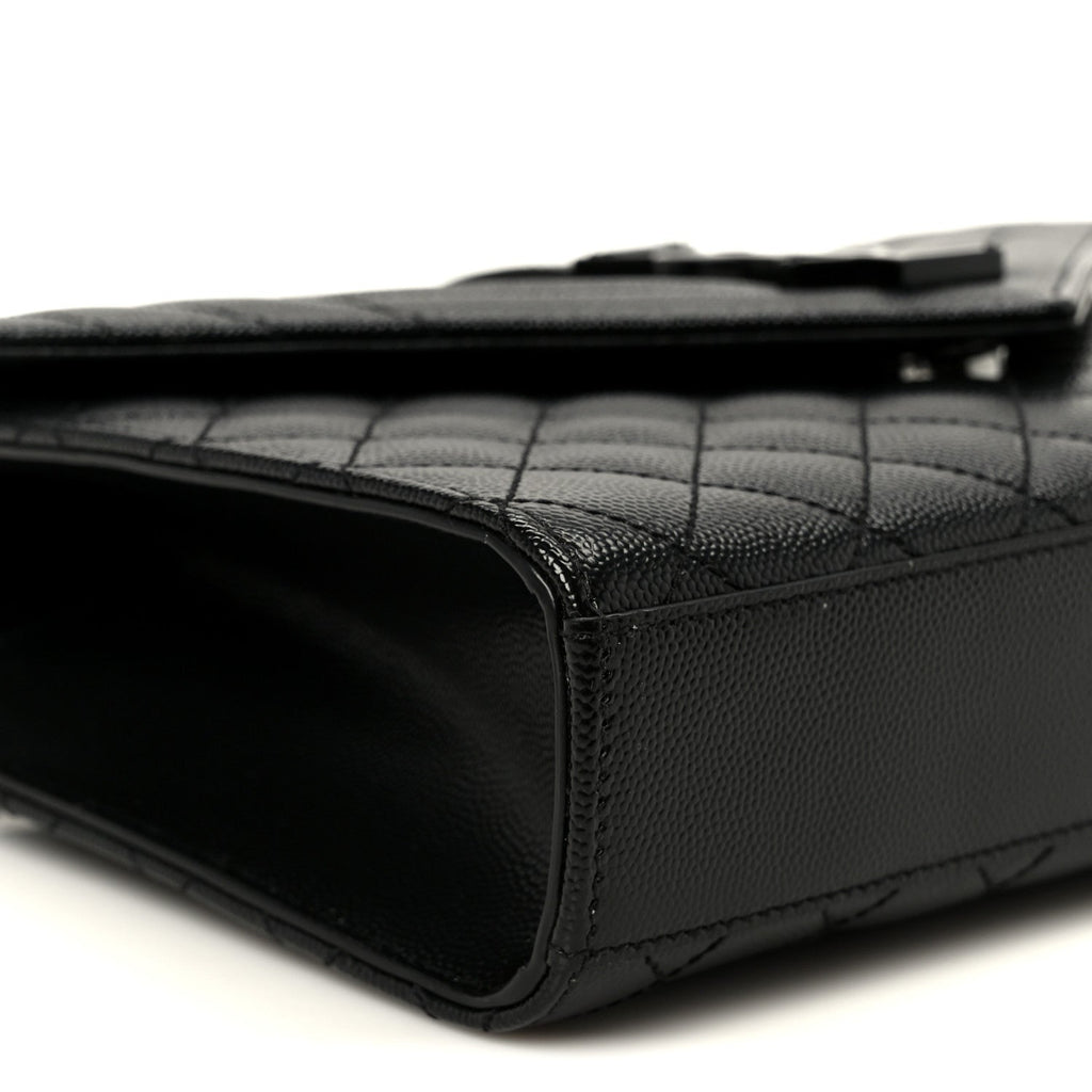 Grain De Poudre Textured Mixed Matelasse Triquilt Medium Monogram Monochrome Satchel Black