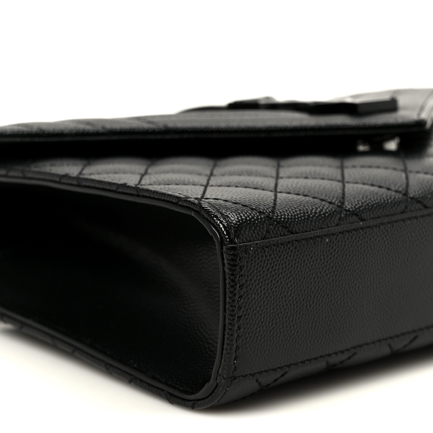 Grain De Poudre Textured Mixed Matelasse Triquilt Medium Monogram Monochrome Satchel Black