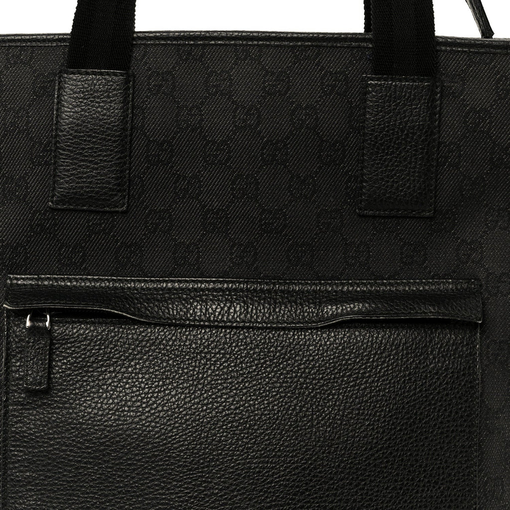 Denim Monogram Tote Bag Black