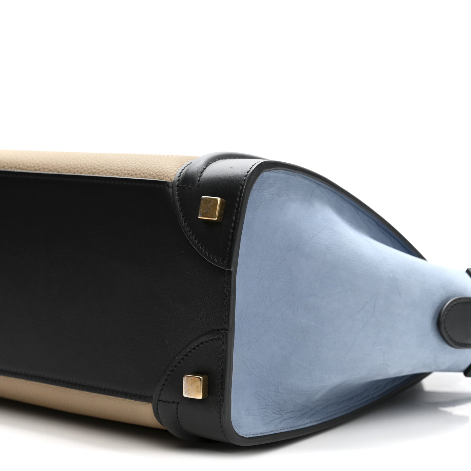 Baby Grained Calfskin Nubuck Micro Tri-Color Luggage Medium Blue