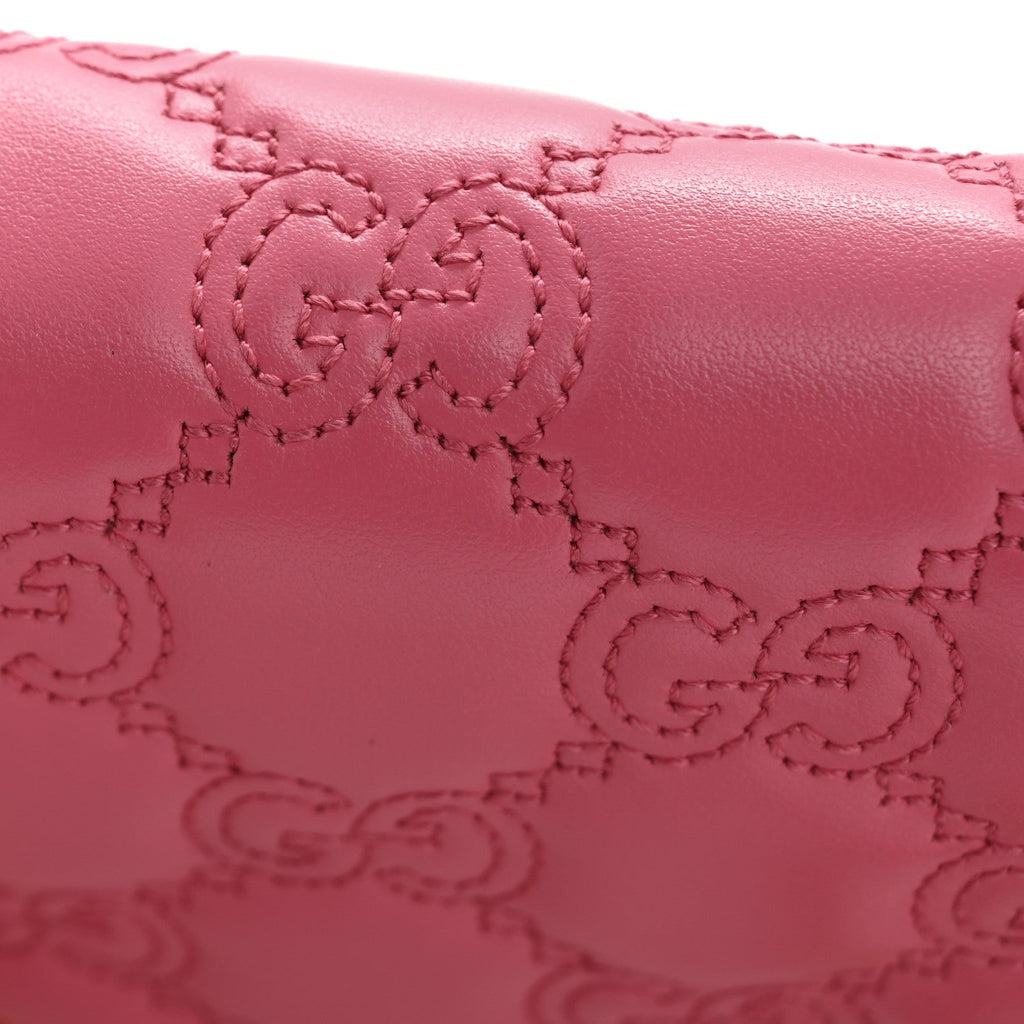 Calfskin GG Matelasse Chain Wallet Rhodamine Pink