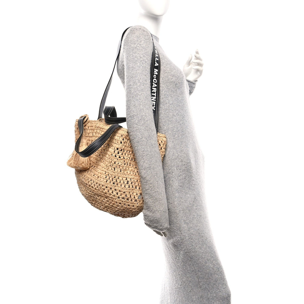 Raffia Eco Alter Nappa East West Tote Natural Black