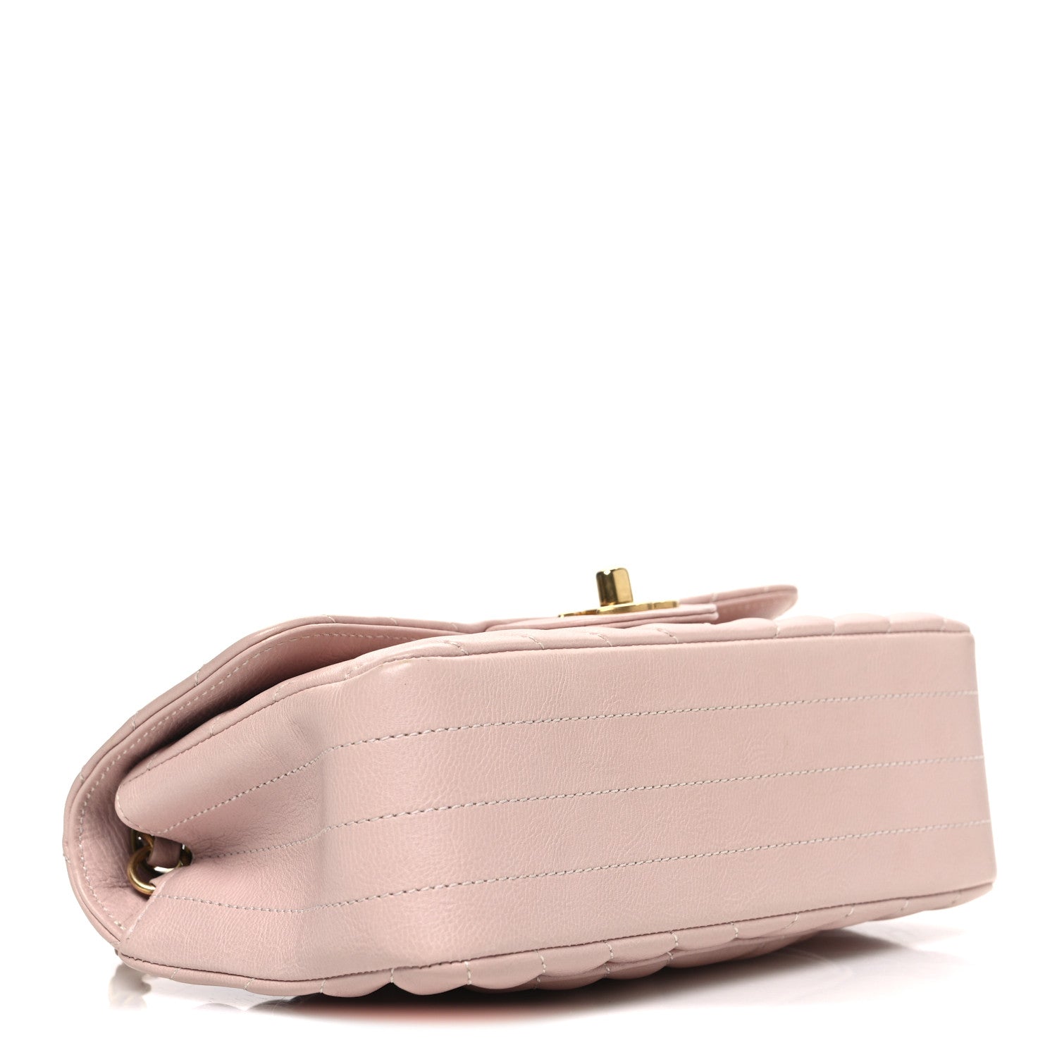 Calfskin Chevron Quilted Mini Rectangular Flap Light Pink
