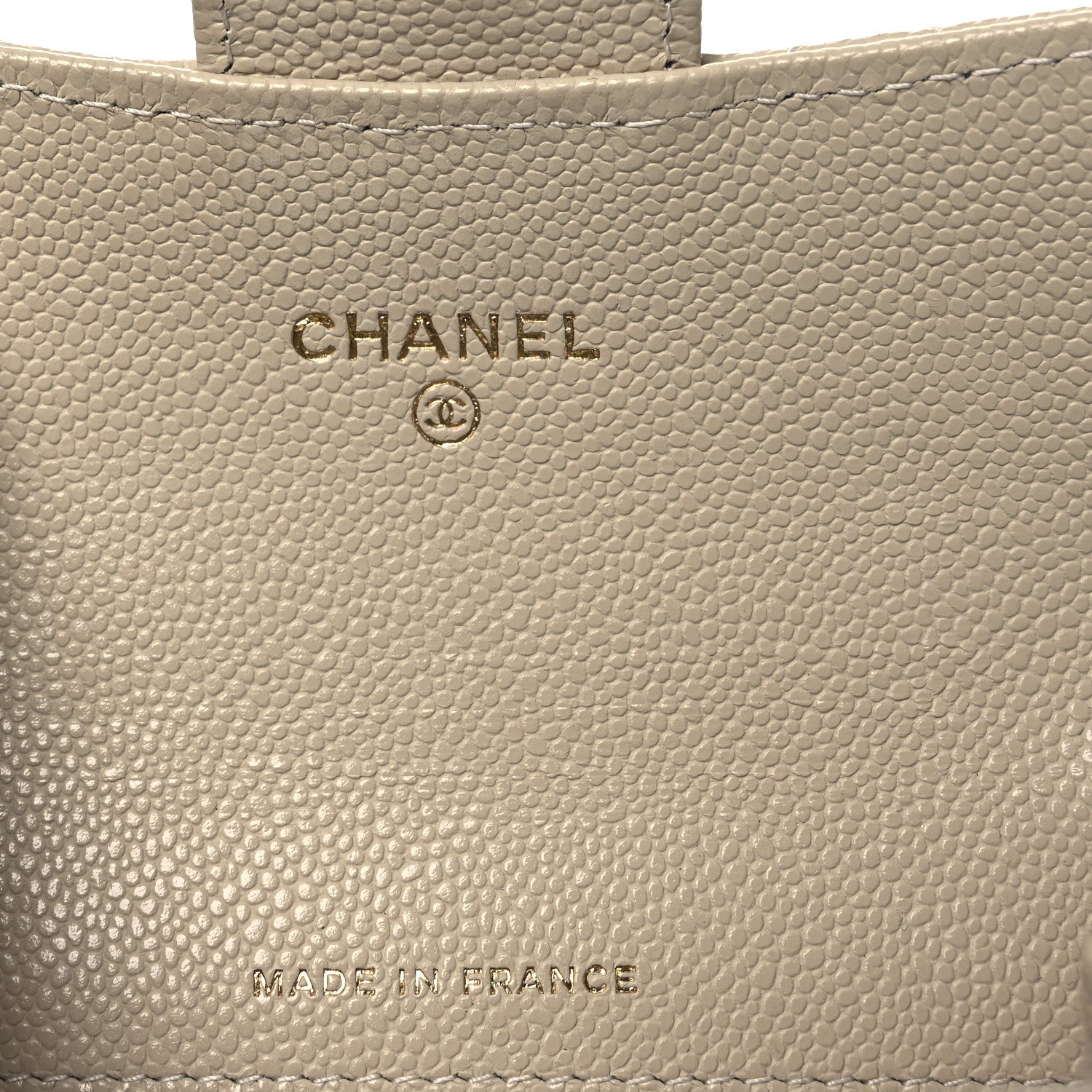 Caviar Quilted Flap  Holder Wallet Beige