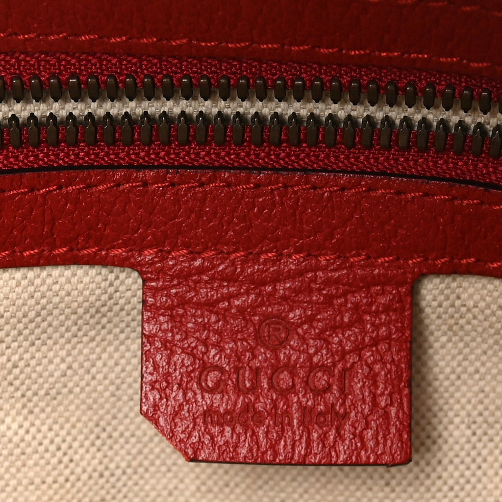 GG Supreme Monogram Web Bosco Patch Dome Backpack Beige Malva Hibiscus Red