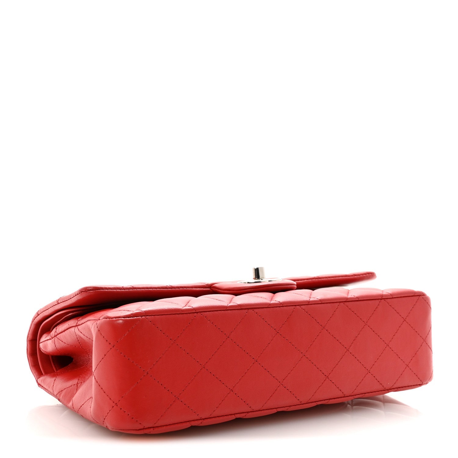 Lambskin Quilted Medium Double Flap Red
