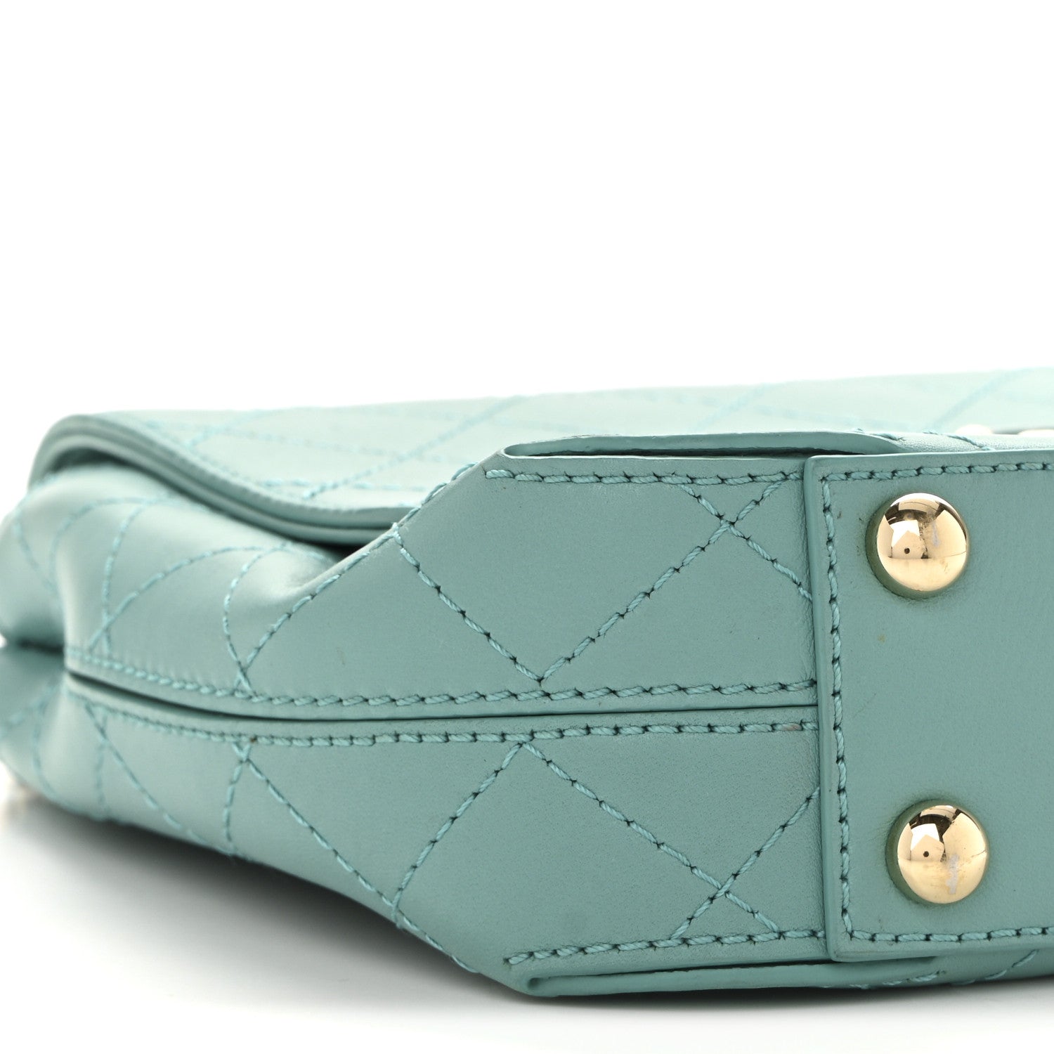 Calfskin Stitched Small Covered CC Flap Bag Green