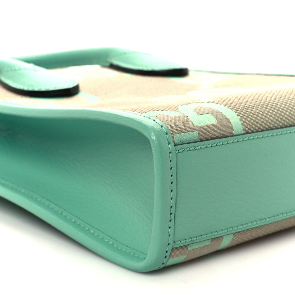 Monogram Jumbo GG Textured Dollar Calfskin Mini Tote Bag Pepperlight Mint
