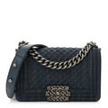 Denim Embossed Small Boy Flap Blue