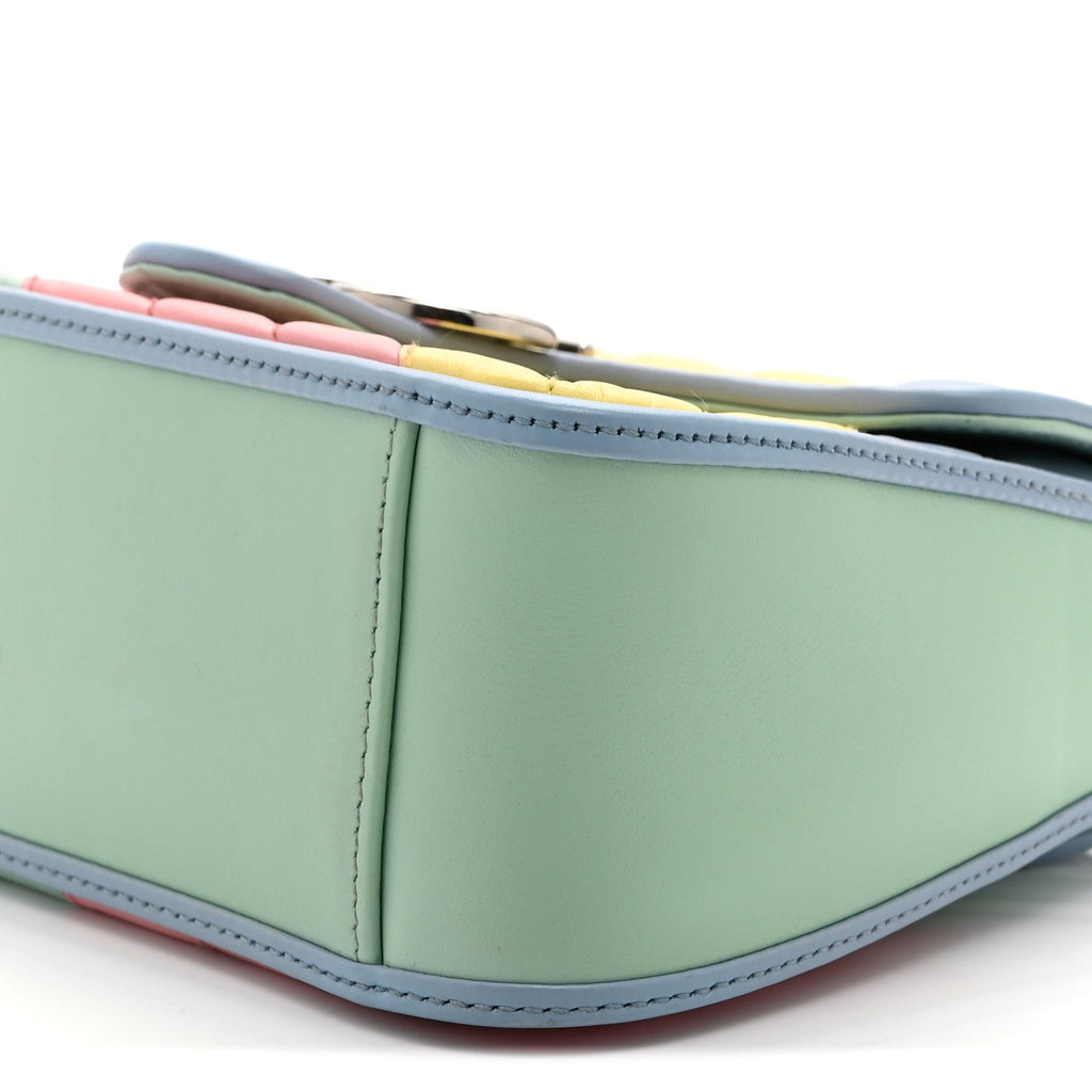 Calfskin Matelasse Diagonal Mini GG Marmont Top Handle Shoulder Bag Multicolor Pastel