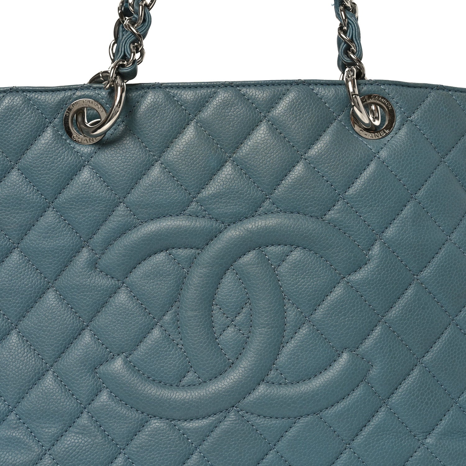 Caviar Quilted Grand Shopping Tote GST Blue