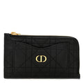 Supple Calfskin Cannage Caro Cosmos Zipped  Holder Black
