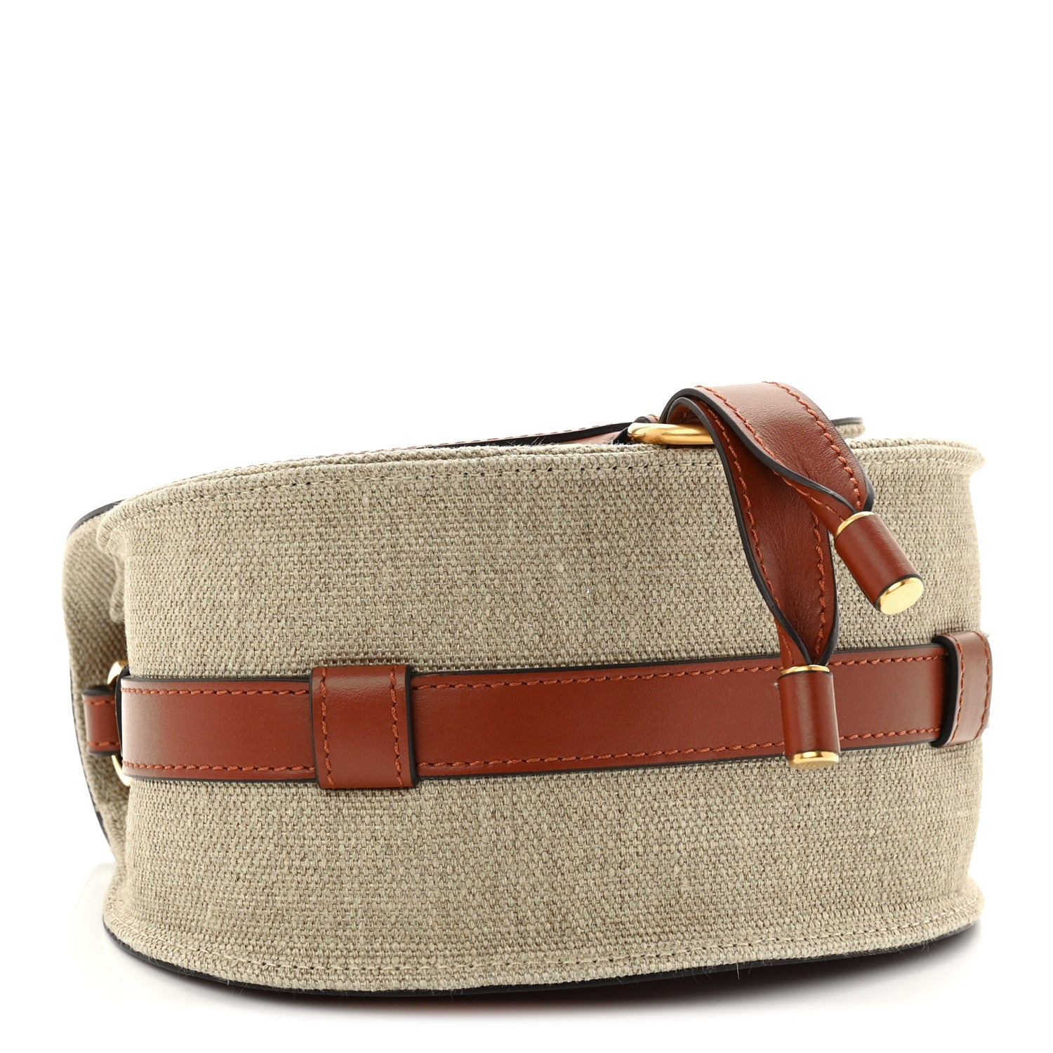 Linen Calfskin Small Marcie Saddle Bag Sepia Brown