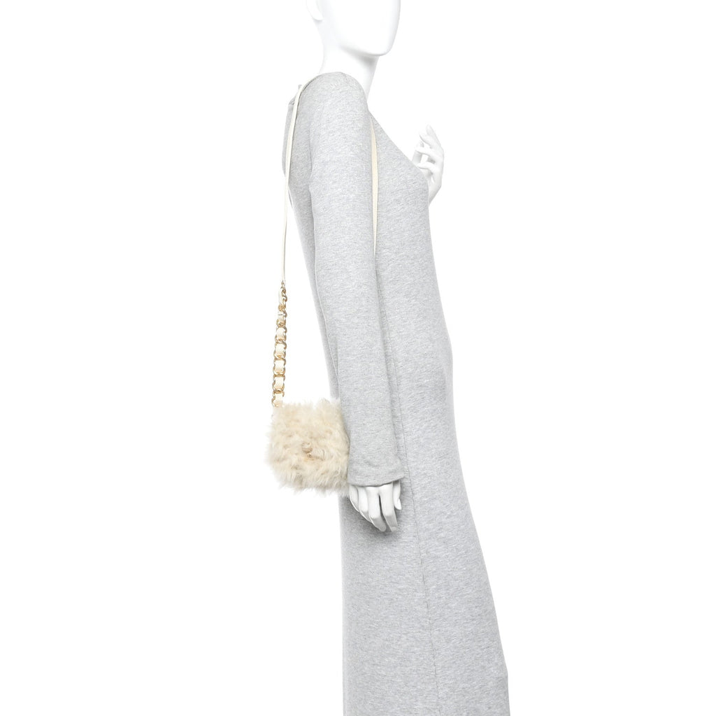 Fantasy Fur CC Mini Flap Bag White