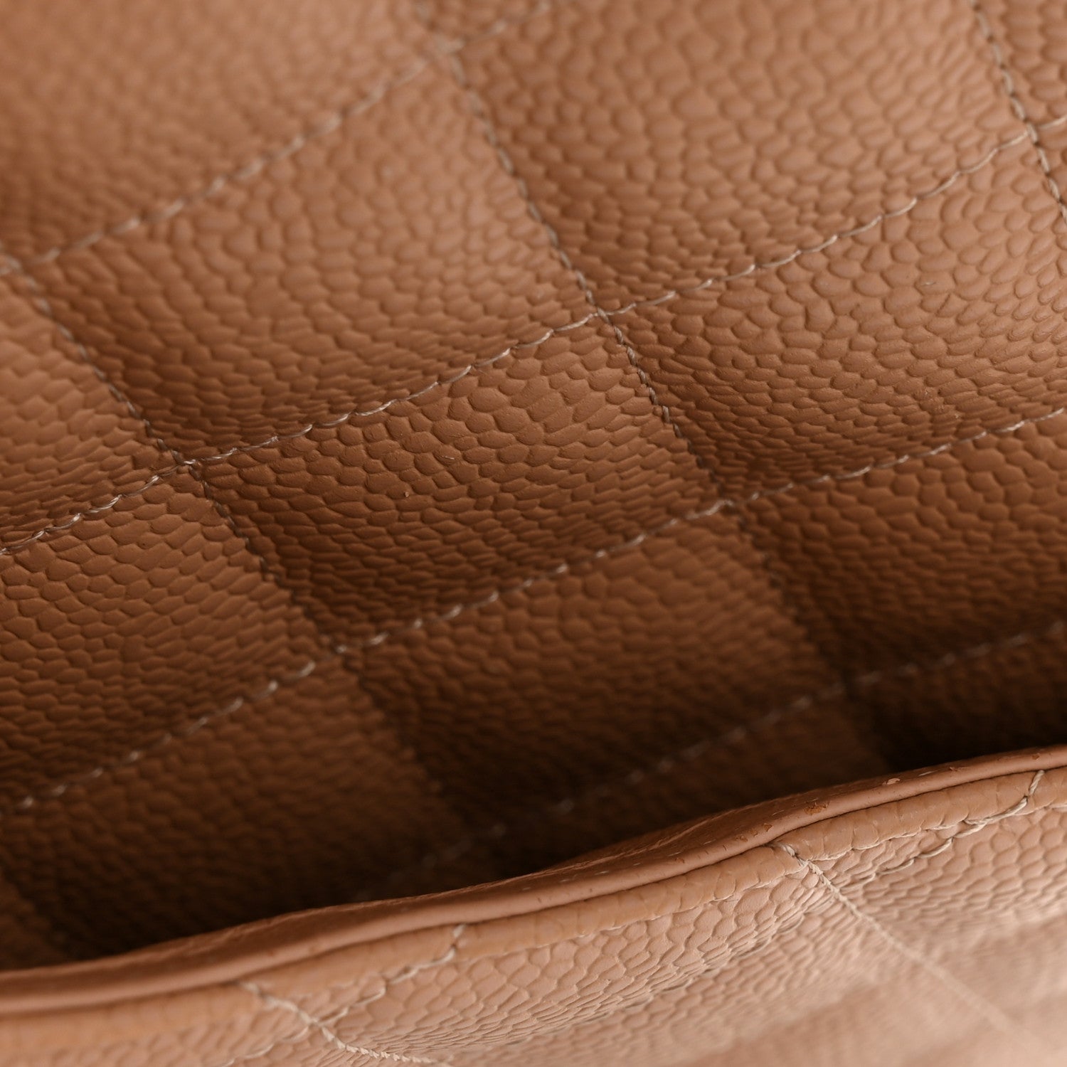 Caviar Quilted Jumbo Single Flap Dark Beige