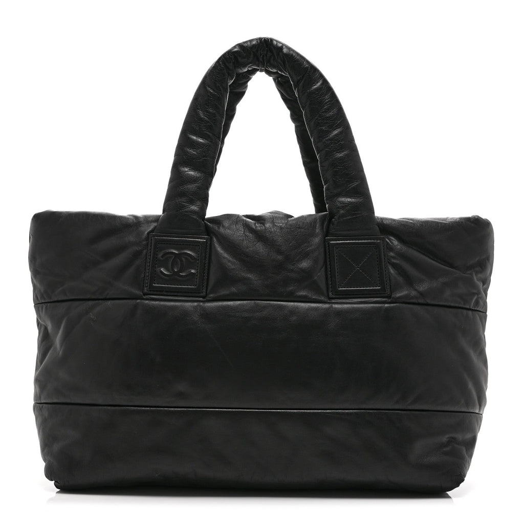 Lambskin Quilted Medium Coco Cocoon Reversible Tote Black
