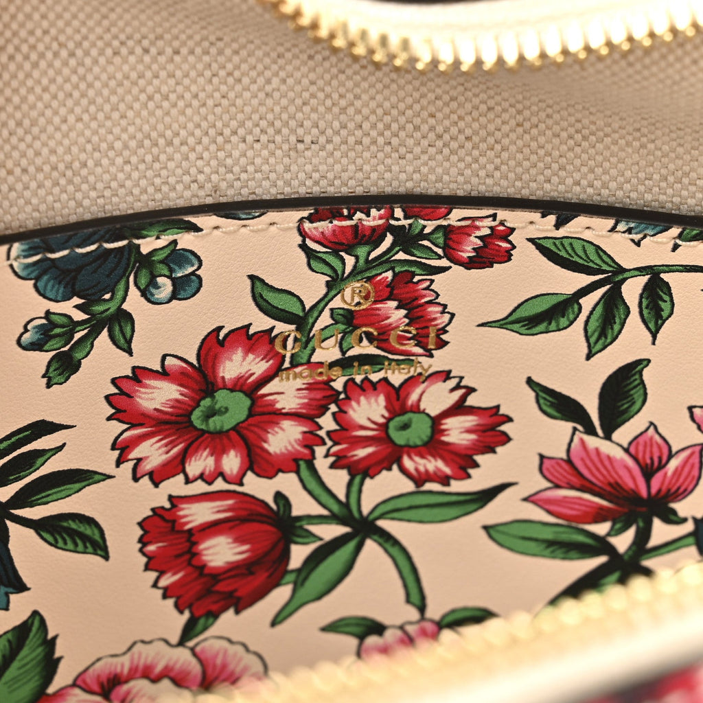 Calfskin Matelasse Diagonal Brit Roses Print Mini Interlocking G Heart Shoulder Bag  White Multicolor