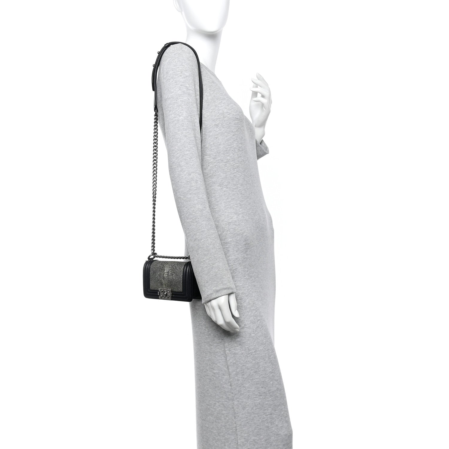 Galuchat Stingray Mini Boy Flap  Black Silver