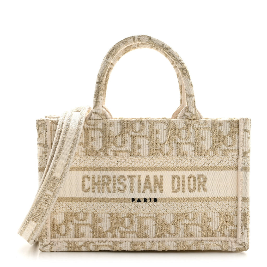 Oblique Mini Book Tote With Strap Gold Multicolor