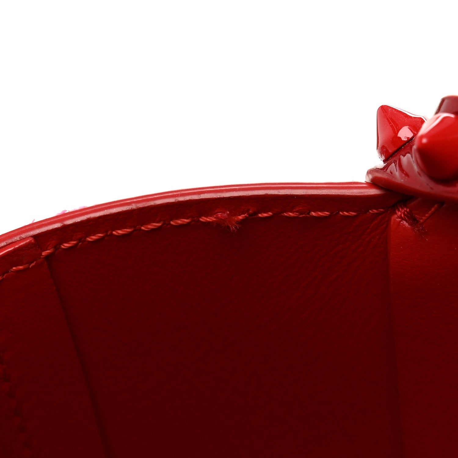 Patent Calfskin Spikes Mini East West Cabata Tote Red