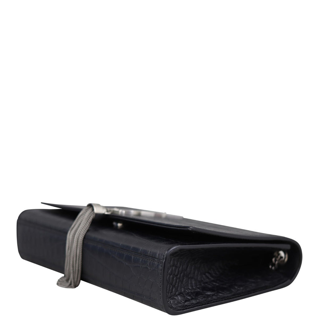 Saint Laurent Kate Tassel Chain Bag Medium Croc-Embossed