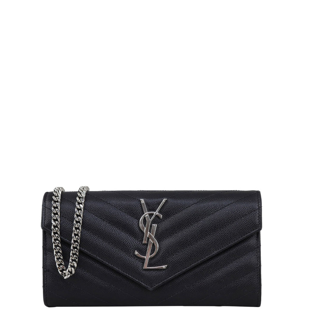 Saint Laurent Monogram Envelope Wallet with Short Chain