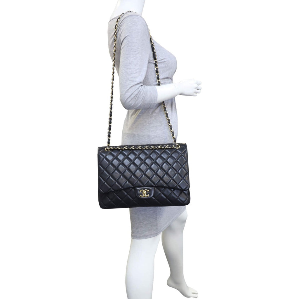 Chanel Classic Single Flap Maxi Lambskin | Black Gold Hardware
