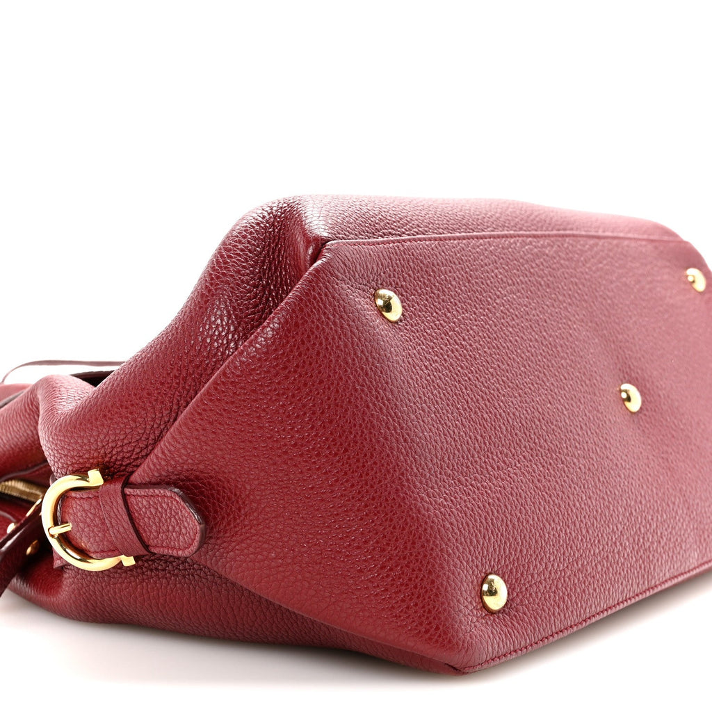Pebbled Calfskin East West Fiamma Bag Red